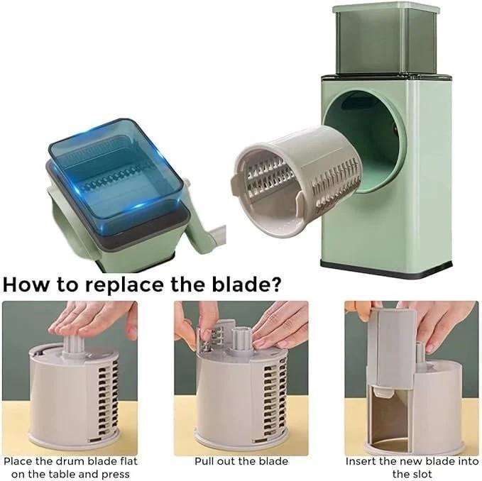 Green Manual Food Chopper with 3 Blades – Hand Pull Vegetable Cutter Kitchen Tool Pakistan