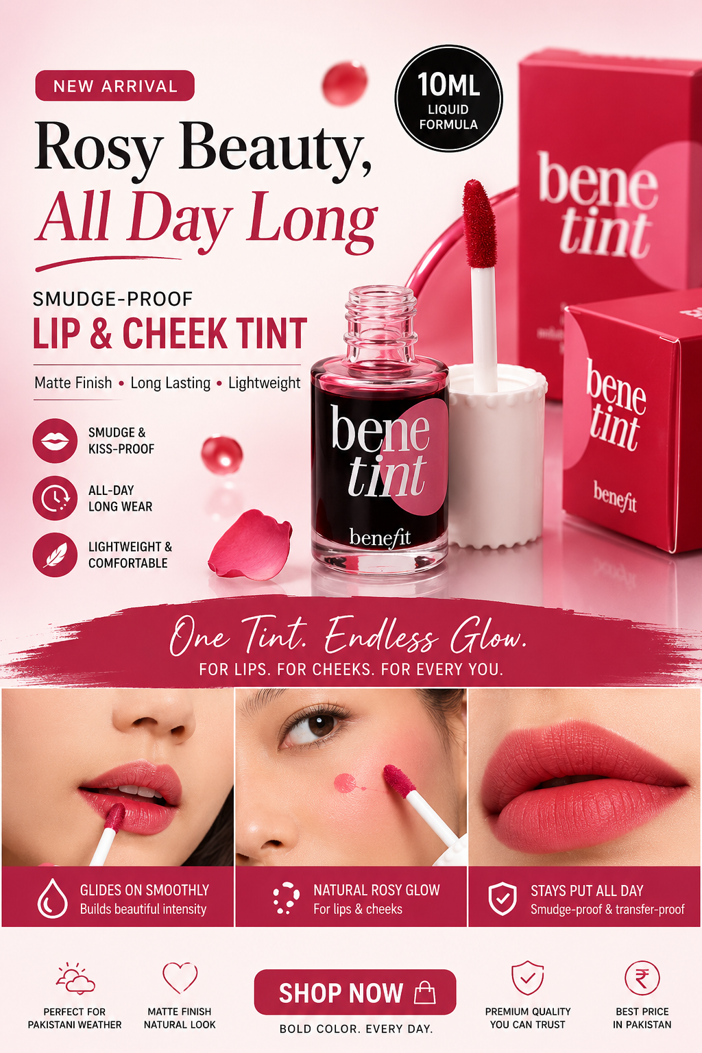Smudge Proof Matte Rose Lip Tint 10ml