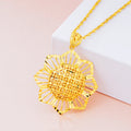 Gold Sunflower Pendant Necklace for Women – Retro Ethnic Jewelry Gift Pakistan